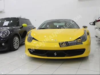 Ferrari  458  Italia  2010  Coupe / Sport  F-1  8  12,000  RWD  Yellow  Gasoline